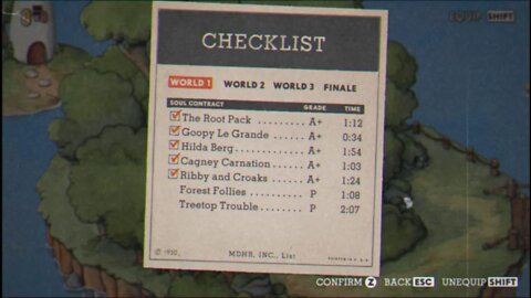 Cuphead - All A+ Ranks on Maps (Contract List Showcase)