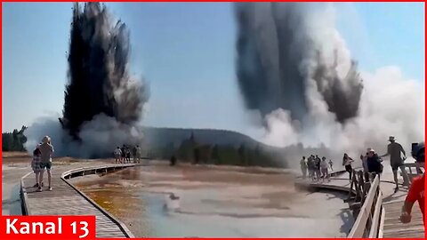 Explosion at Yellowstone sends up geyser of rock and steam, visitors ran for safety