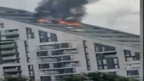 Fire breaks out at top of 17 storey London tower block as 100 firefighters rush to scene