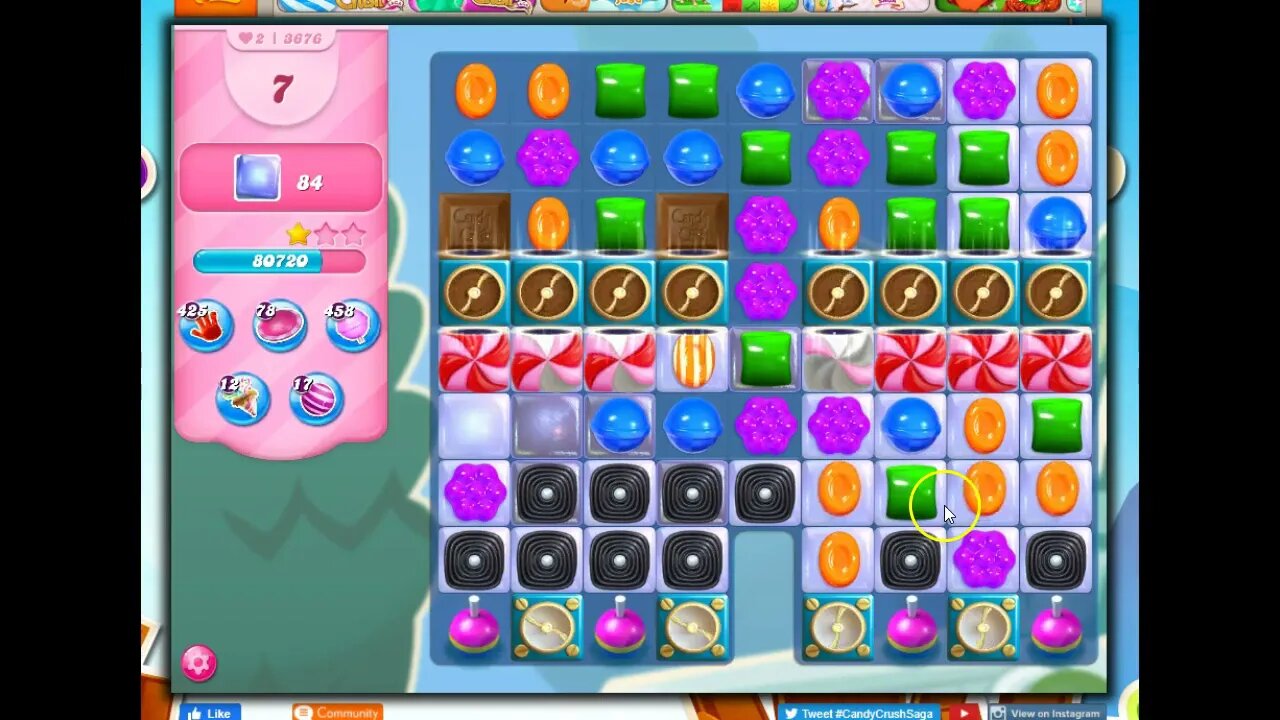 Candy Crush Level 3676 Talkthrough, 25 Moves 0 Boosters
