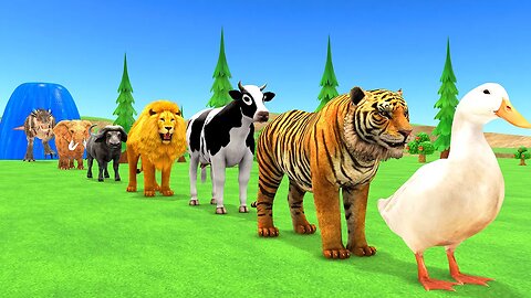 Paint Animals Duck,Tiger,Cow,Lion,Buffalo,Gorilla,Elephant,Dinosaur Fountain Crossing Animal Game Ne