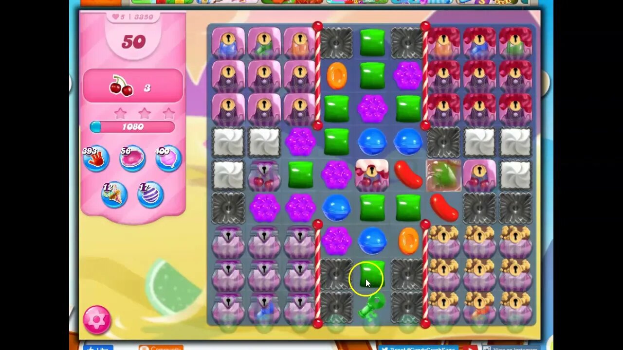 Candy Crush Level 3350 Talkthrough, 52 Moves 0 Boosters