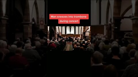 Guy sneezes into trombone during concert #shorts