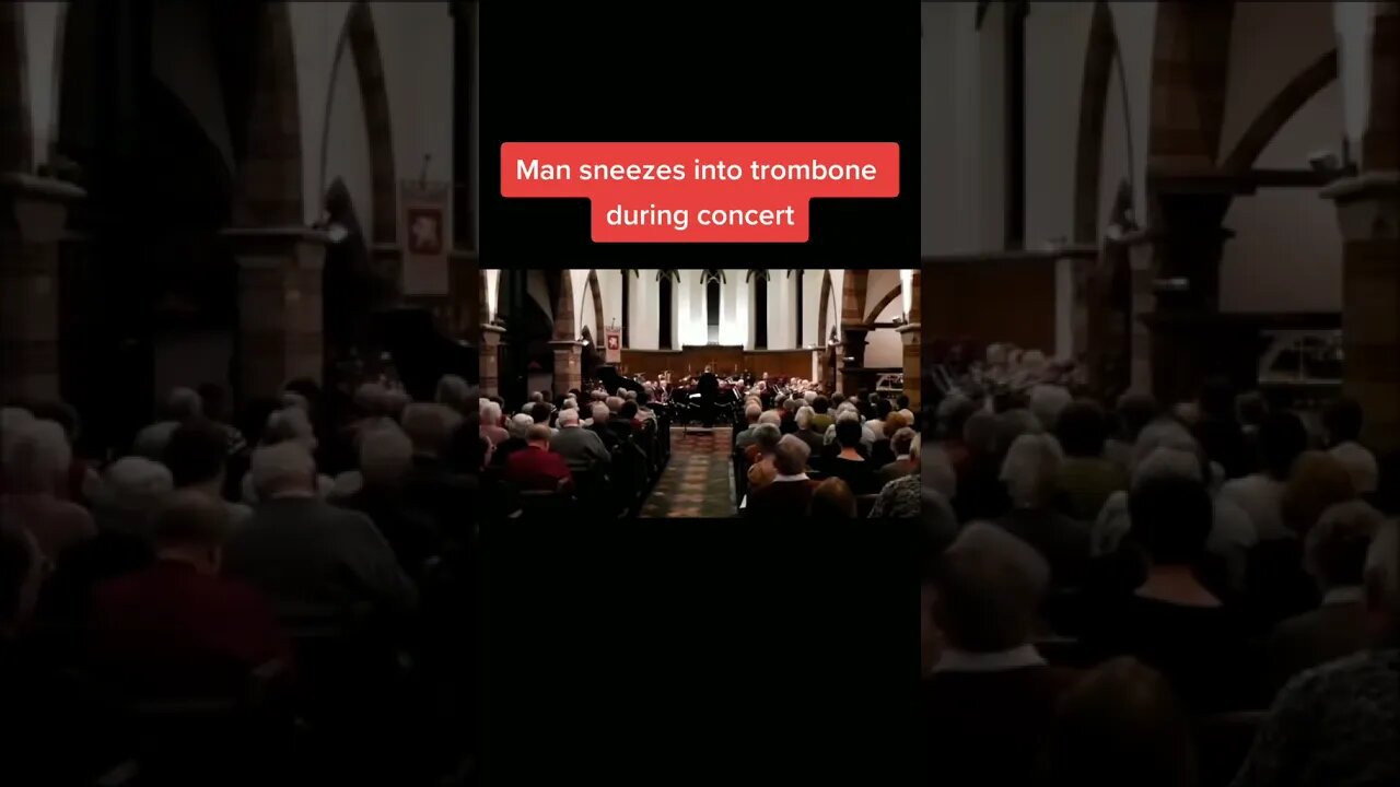 Guy sneezes into trombone during concert #shorts