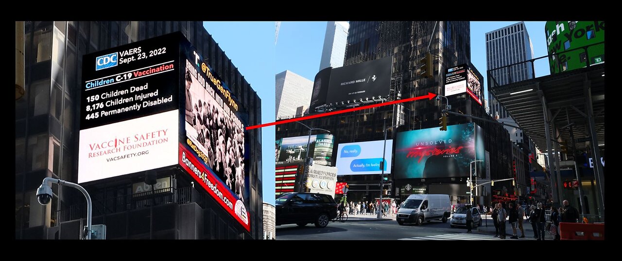 VacSafety.org and VAERS Data Makes Time Square, NY Oct 28th