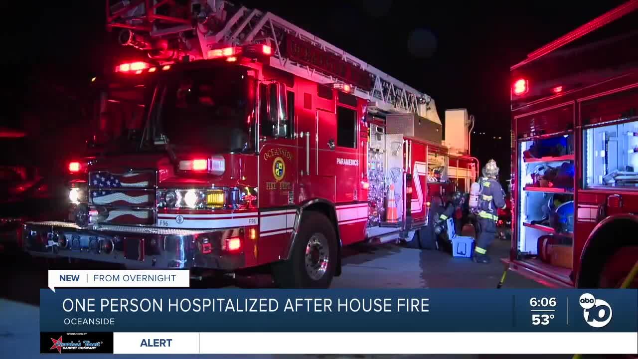 Oceanside house fire sends 1 to hospital