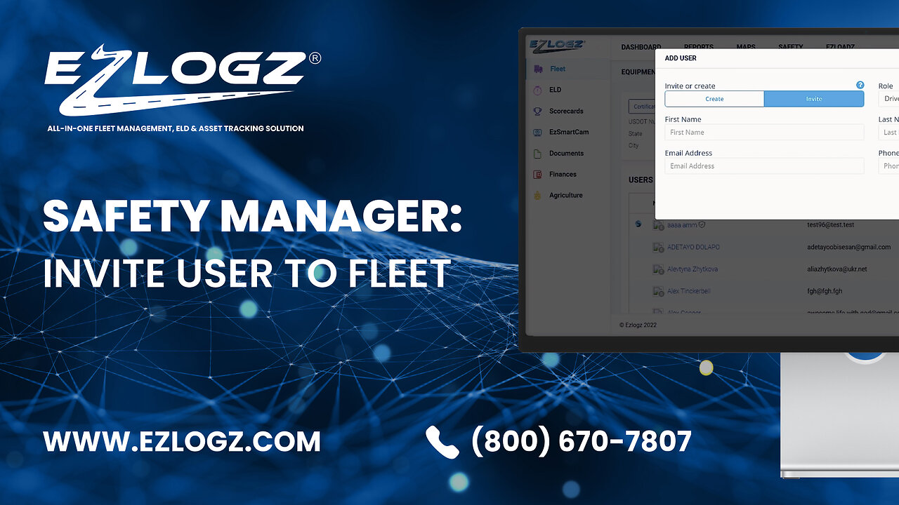 SAFETY MANAGER: INVITE USER TO FLEET