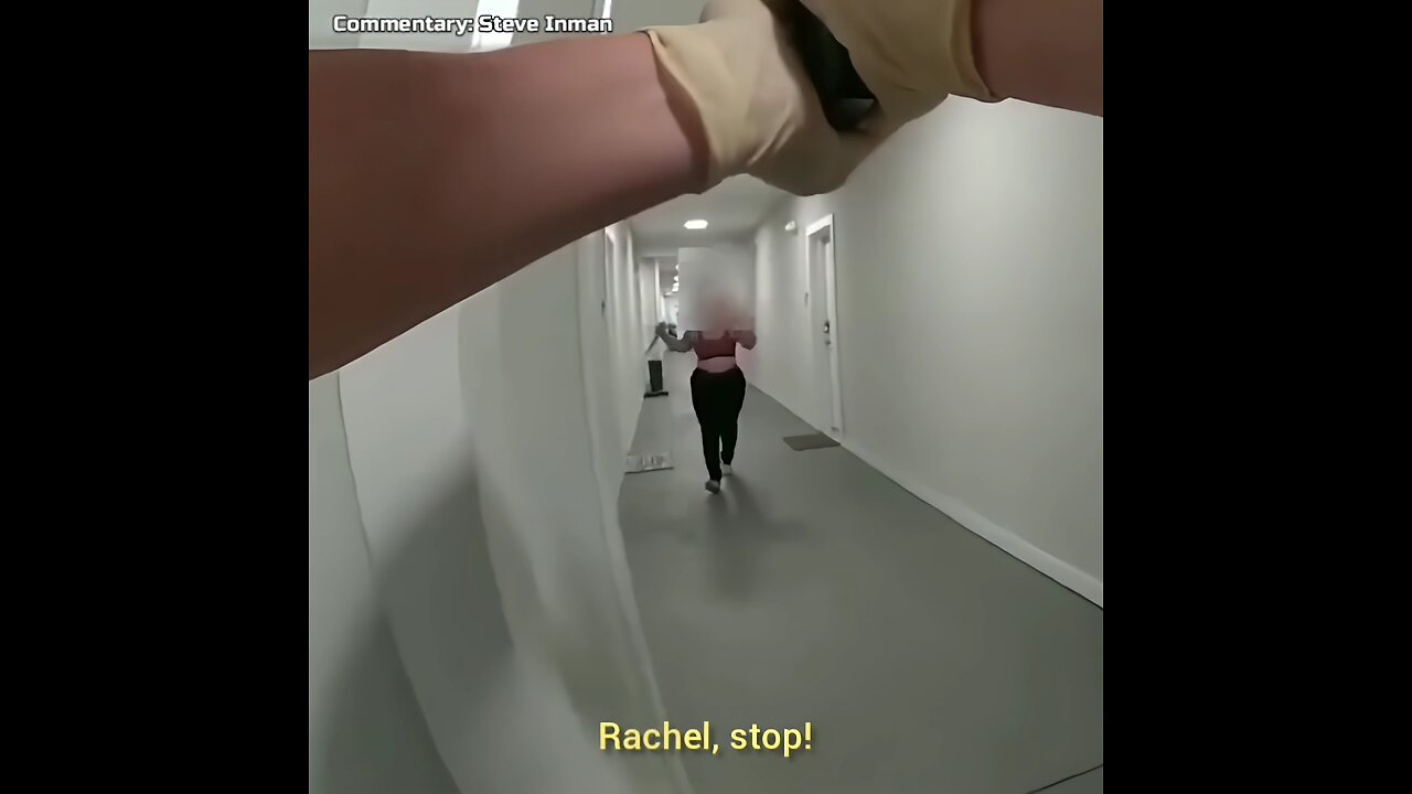 Woman runs towards cops armed with knives