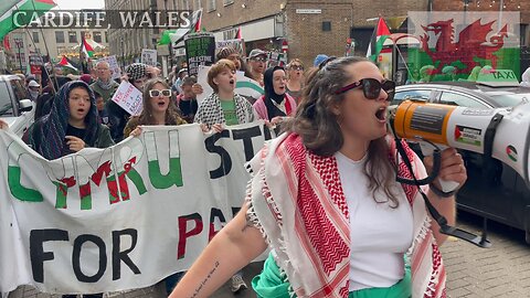 March for Palestine. Park Place, Cardiff, South Wales