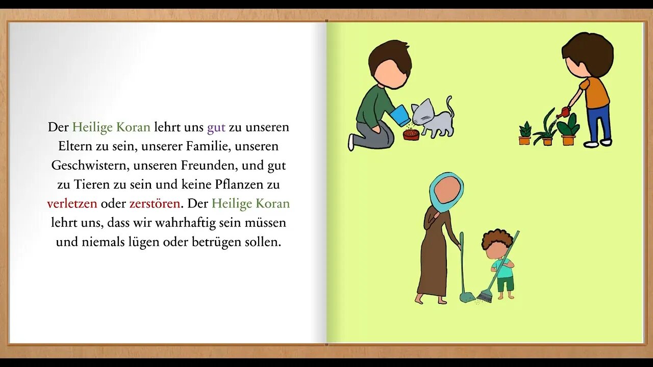 Bringen Sie muslimischen Kindern das Heilige Koran-Videobuch für Kinder auf Deutsch bei