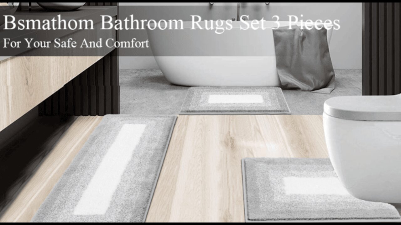 Bsmathom Bathroom Rugs Sets 3 Piece