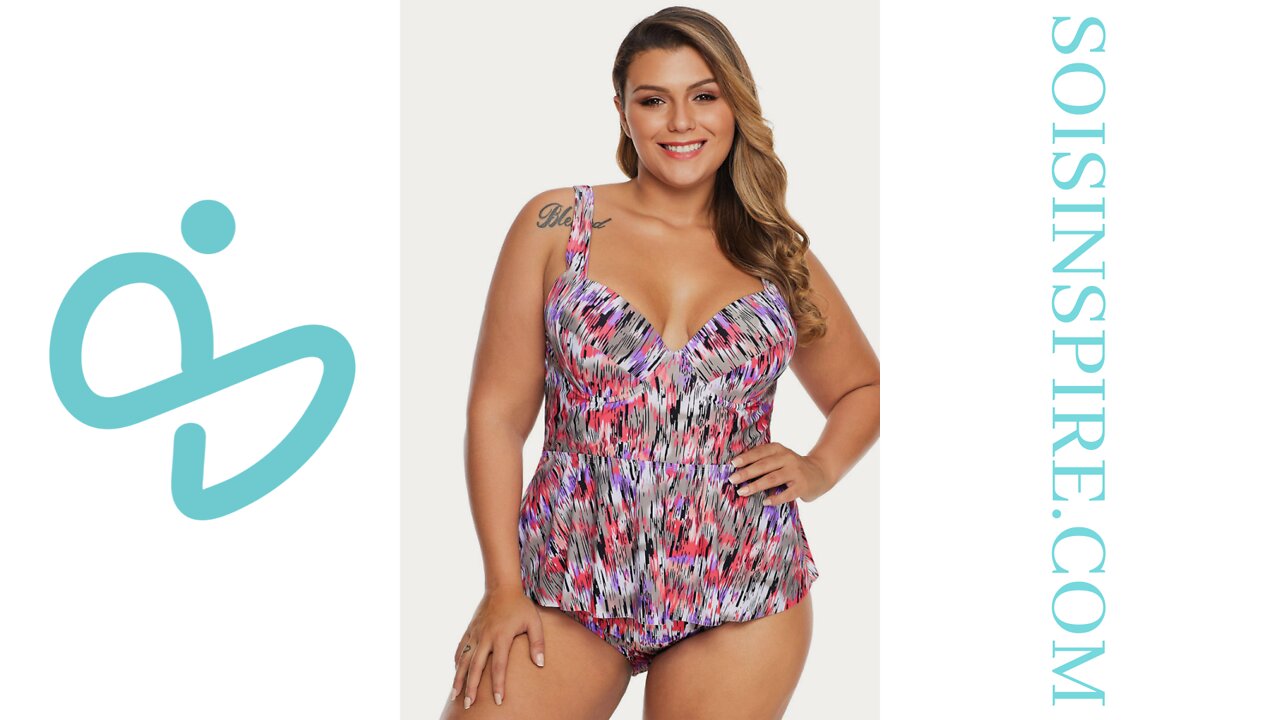 Mirage Print Peplum Tankini Set