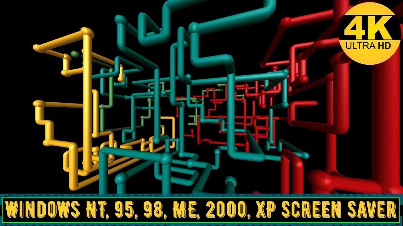 SCREENSAVER 4K | 3D Pipes - (Single-Cycle) | Windows NT / 95 / 98 / ME / 2000 / XP Screensaver