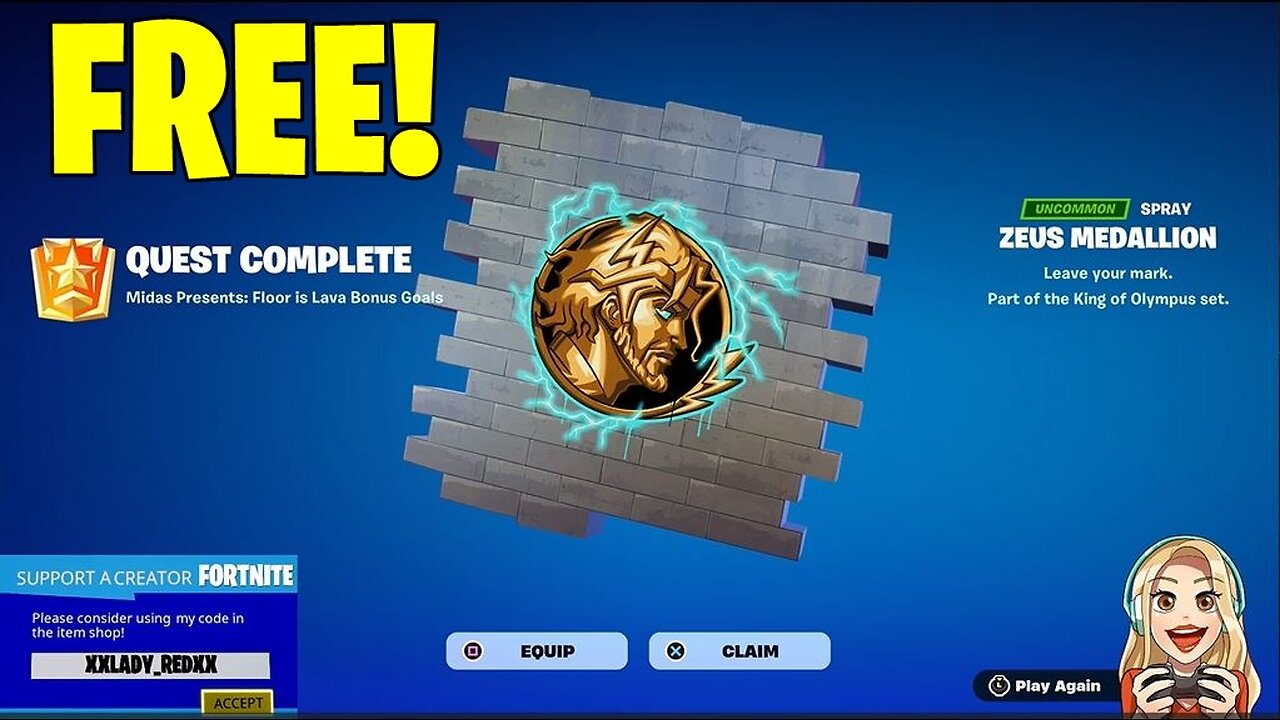 FREE | Zeus Medallion (Uncommon Emote)-Fortnite