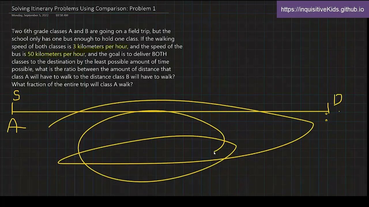 6th Grade Solving Itinerary Problems Using Comparison: Problem 1