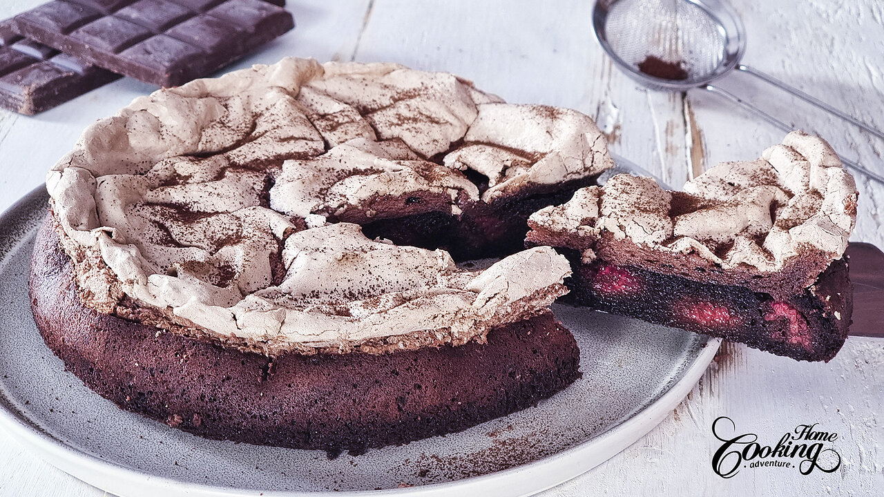 Flourless Chocolate Raspberry Meringue Cake - Irresistibly Easy Gluten-Free Chocolate Cake