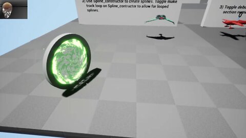 2021 Unreal 425 Using Blueprint that is moveable in a spline test with particle emitter