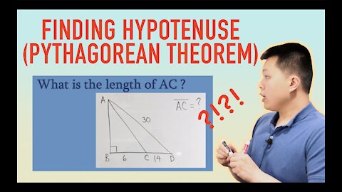Length of Hypotenuse (Right Triangle) Using Pythagorean Theorem - Practice Problem | CAVEMAN CHANG