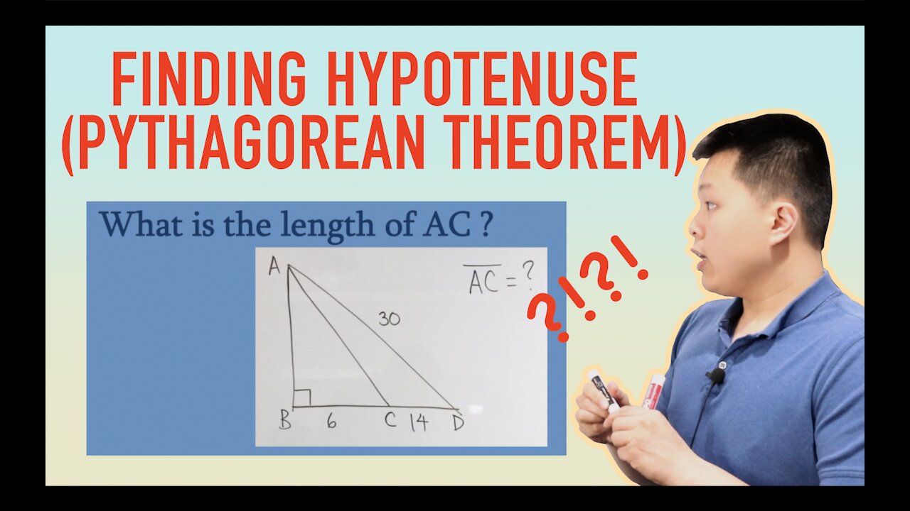 Length of Hypotenuse (Right Triangle) Using Pythagorean Theorem - Practice Problem | CAVEMAN CHANG