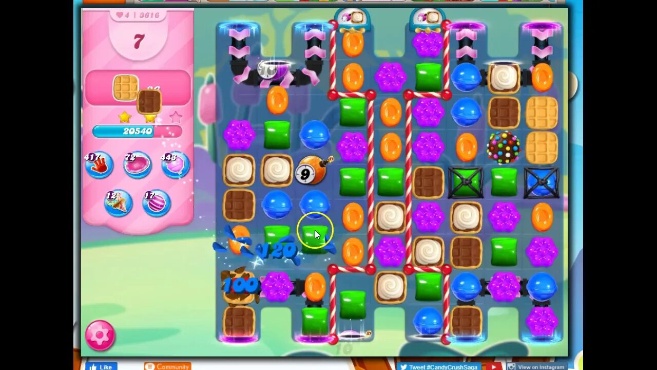 Candy Crush Level 3616 Talkthrough, 16 Moves 0 Boosters