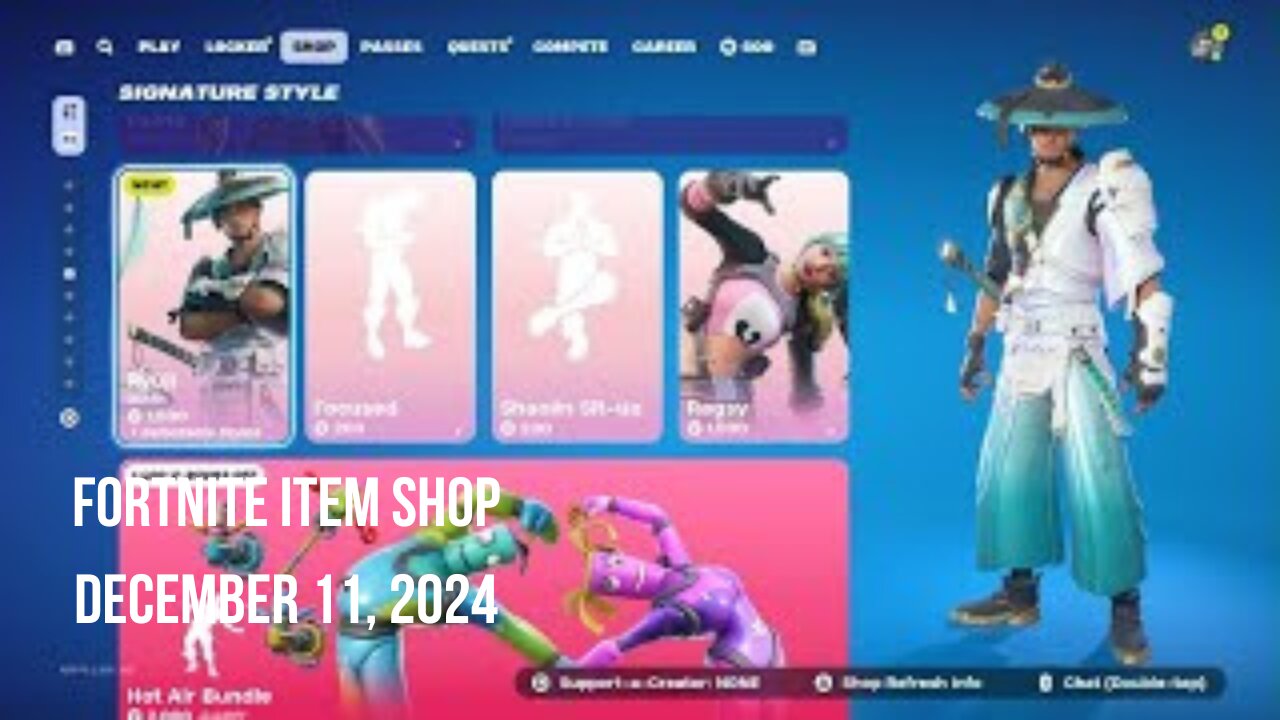 Fortnite Item Shop|December 11, 2024(*New* Ryuji Skin & More)