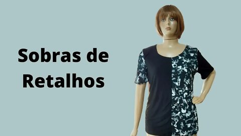 Blusa feita com sobras de retalhos modelagem