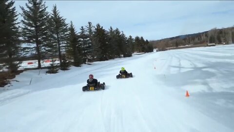 Drift across a frozen lake this winter at Aspen Ice Karting