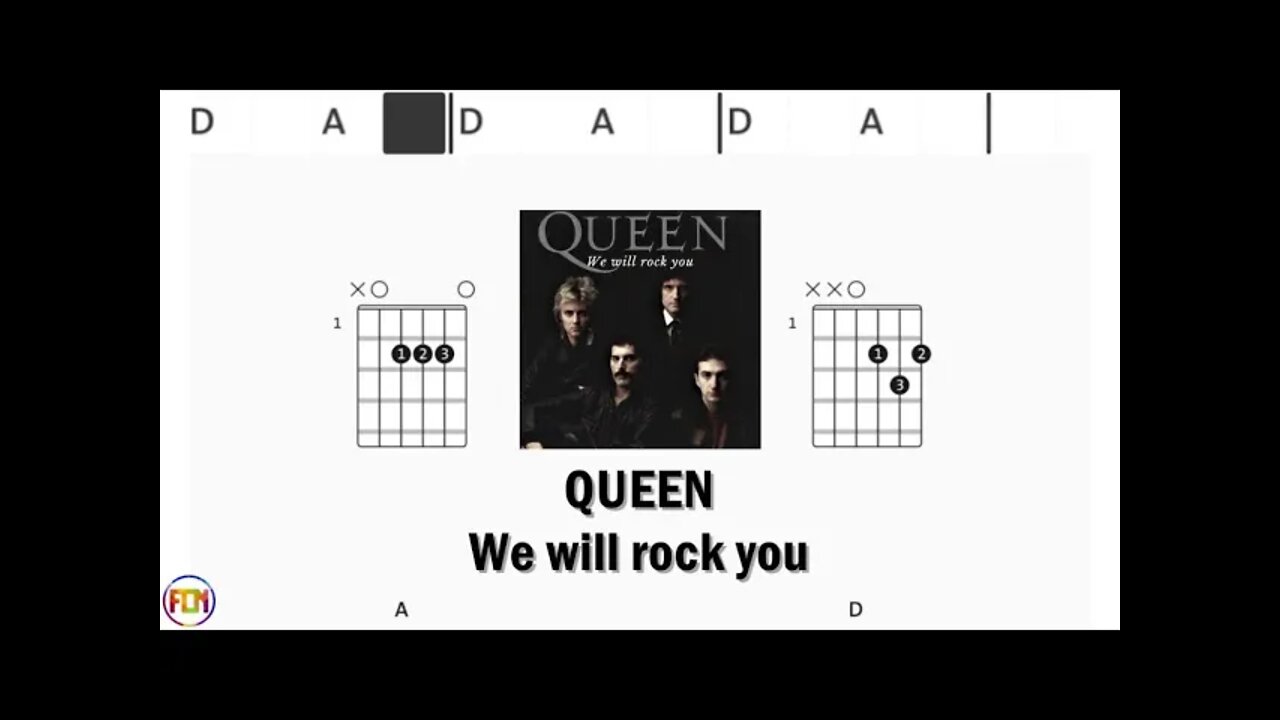 QUEEN We will rock you - Guitar Chords & Lyrics HD