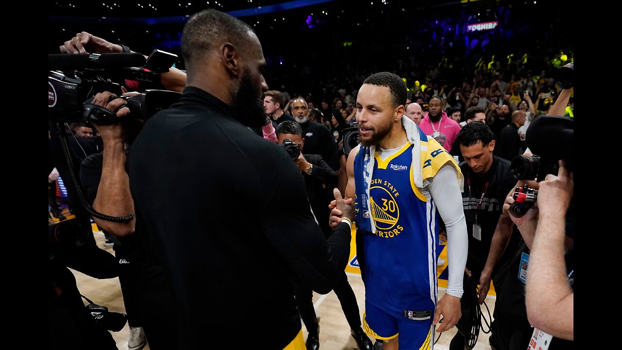Final Moments Warriors Lakers 2023 Game 6 _ Curry and LeBron Shake Hands