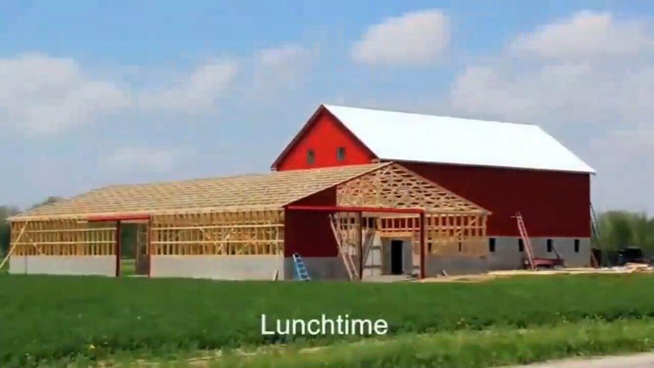 Amish build a huge farm house