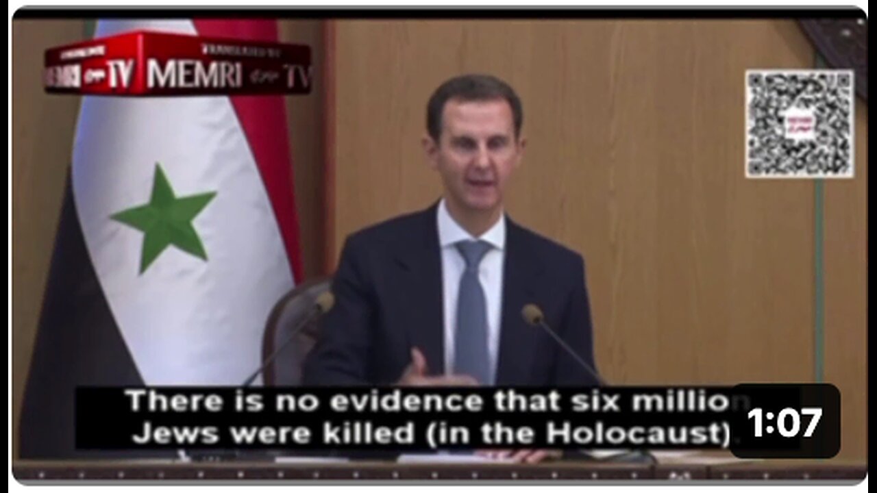 Assad in December 2023 : "There is no evidence of 6 million Jews killed in holocaust"