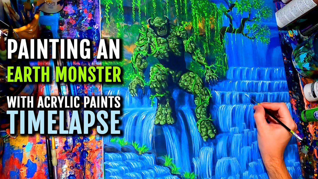 Painting An "Earth Monster Golem" with Acrylic Paints