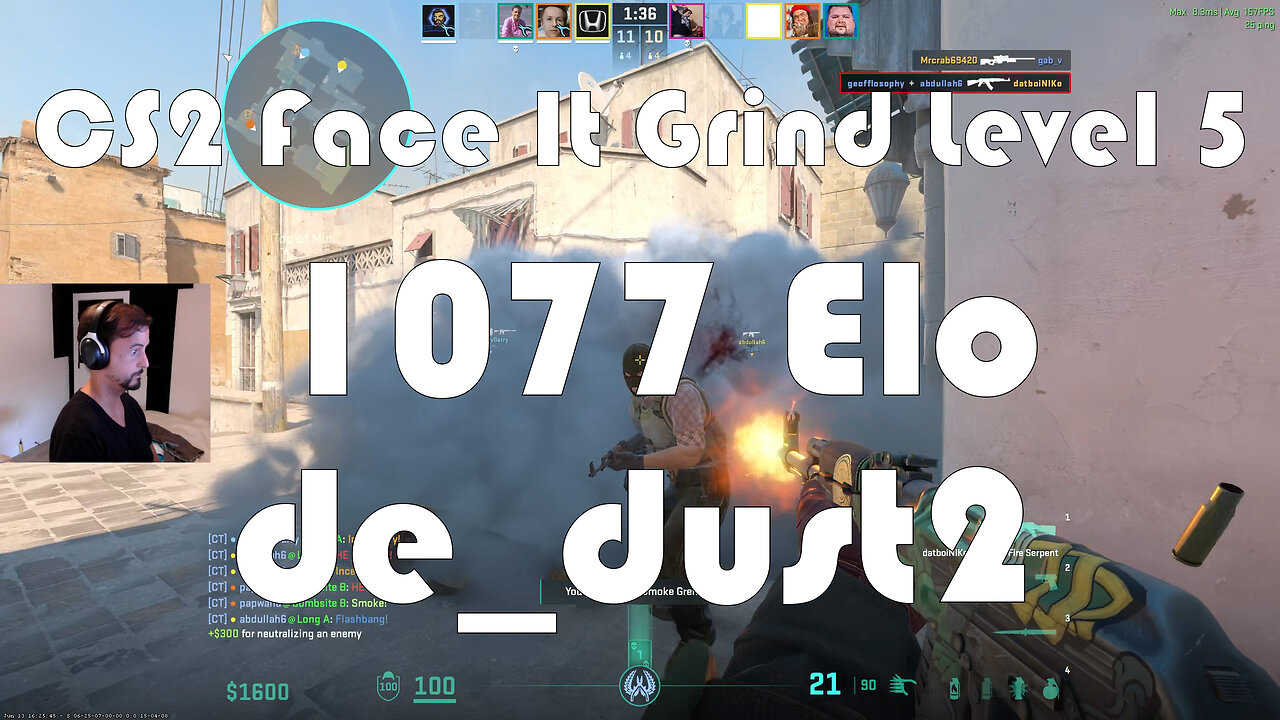 CS2 Face-It Grind - Face-It Level 5 - 1077 Elo - de_dust2