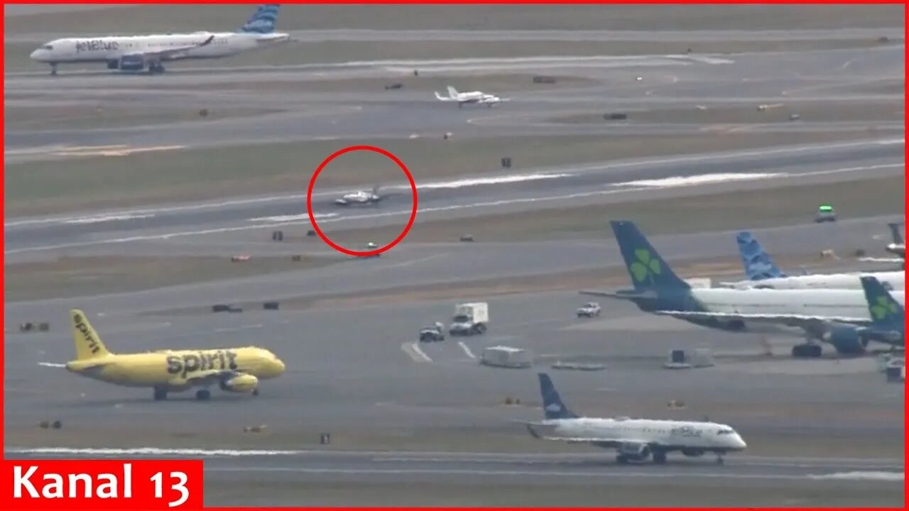 Plane lands safely at US, Boston's Logan airport with just one wheel deployed