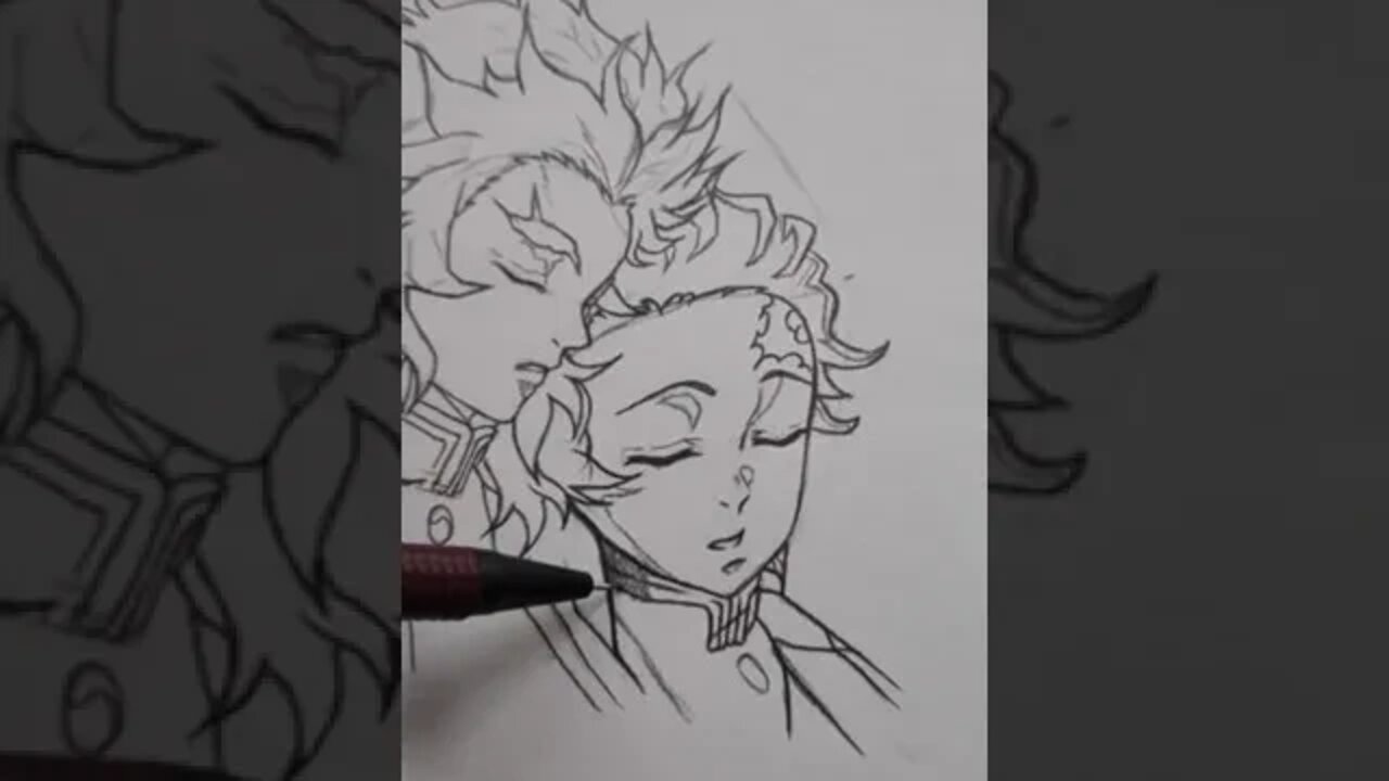 outline v-s sketch(AKAZA) ##youtubeshorts #shorts #shortsvideo #sketch#like #ytshorts #demonslayer