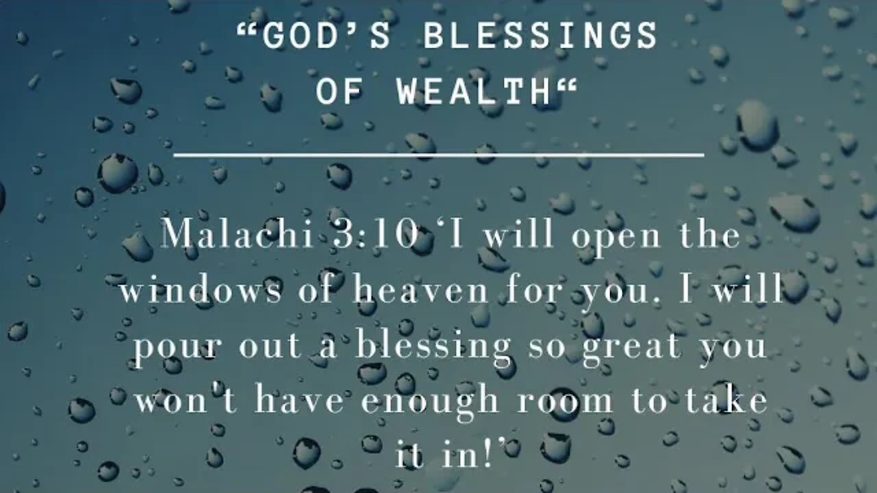 God’s Blessings of Wealth!