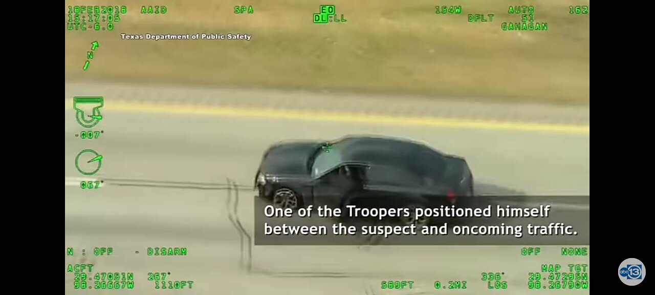 Helicopter video of Cop getting shot and then cop shoots suspect fatally after the car chase ends