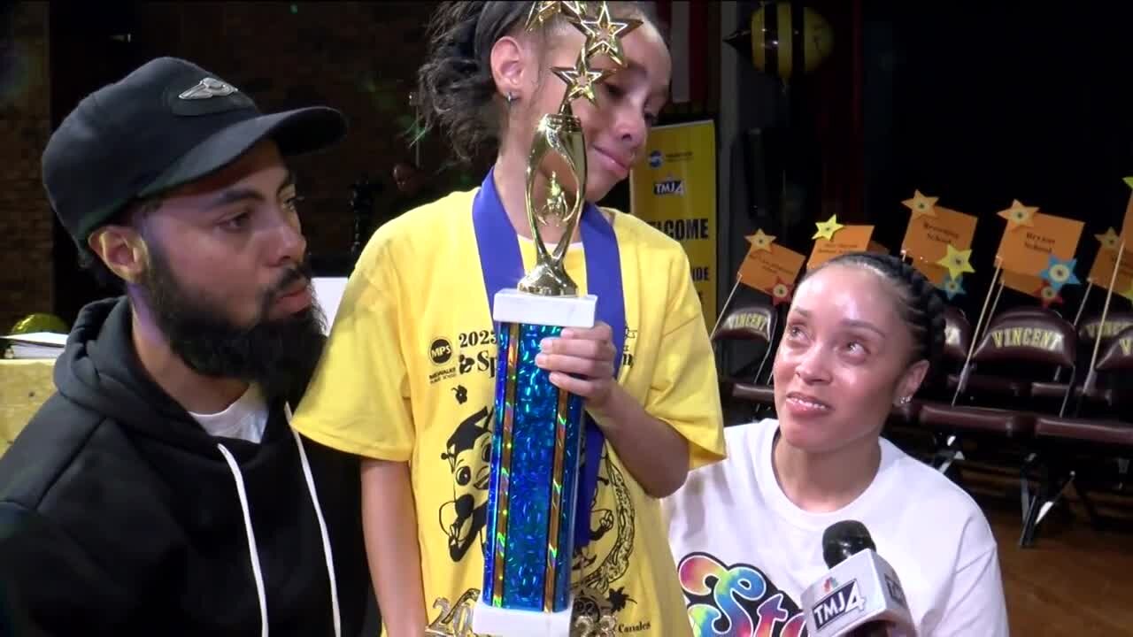 Talking to the winners of the MPS Spelling Bee 3rd-5th graders