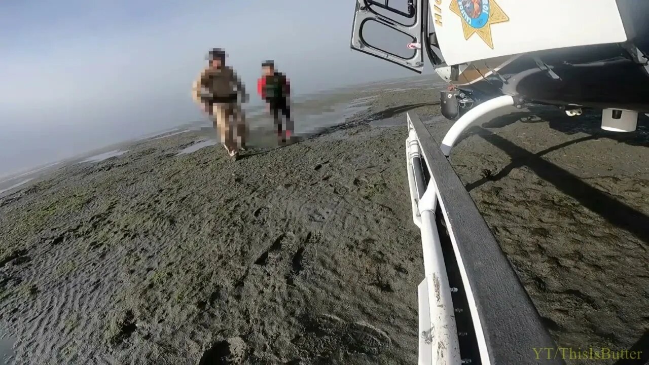 CHP helicopter airlifts 4 men who were stranded on a sandbar