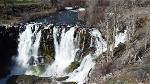 Flying Drone Over White River WaterFall