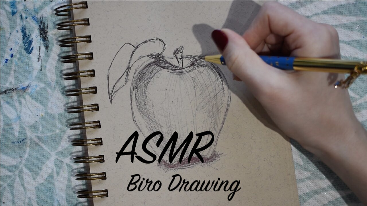 ASMR Quietly Sketching Next to You (No Talking) | Biro Drawing Apple