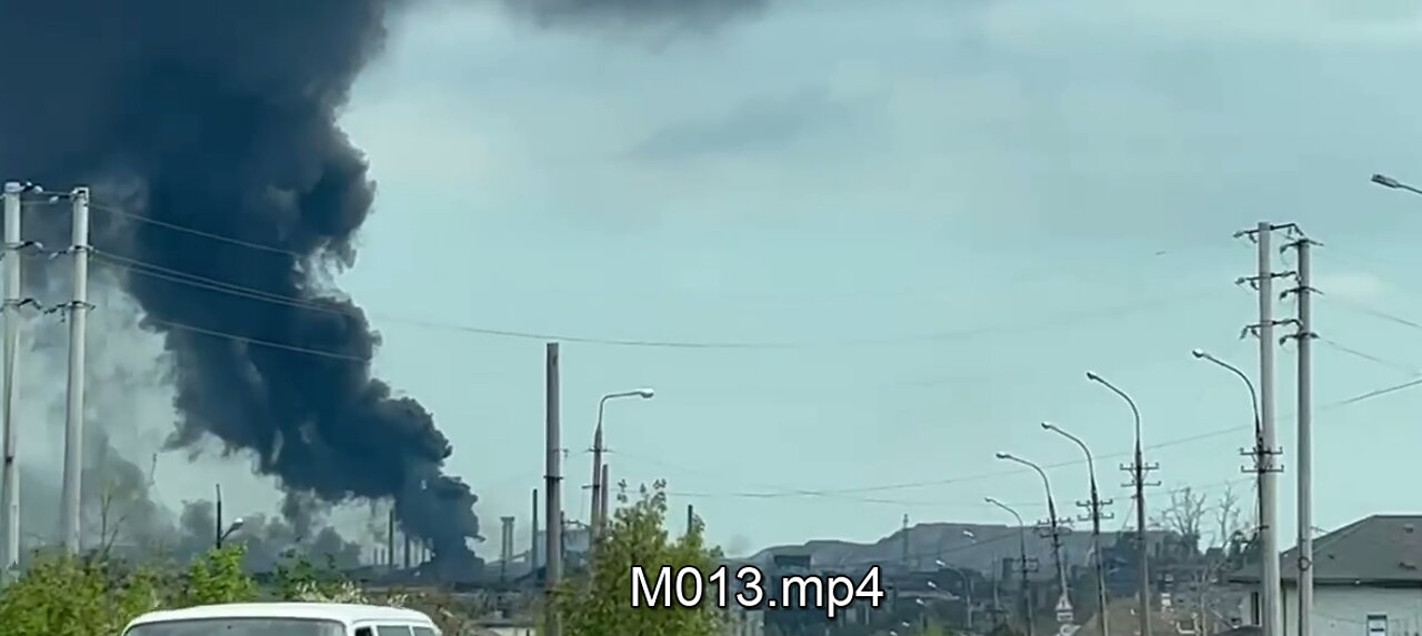 Social media video shows smoke rising from Azovstal industrial complex in Mariupol Donetsk Republic