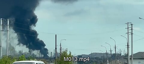 Social media video shows smoke rising from Azovstal industrial complex in Mariupol Donetsk Republic