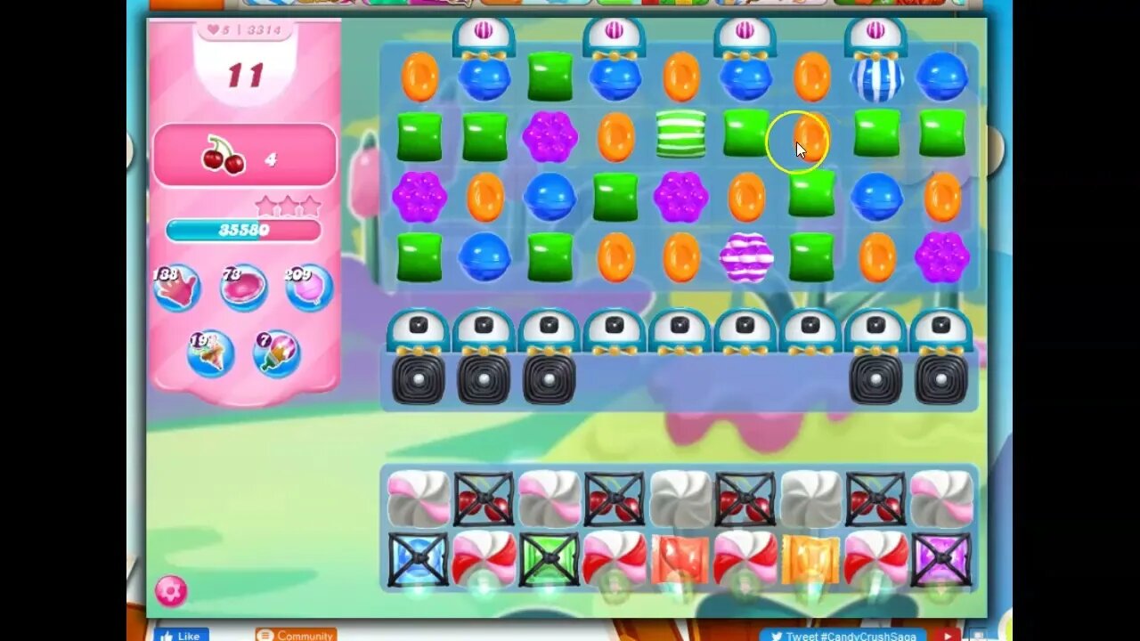 Candy Crush Level 3314 Talkthrough, 17 Moves 0 Boosters