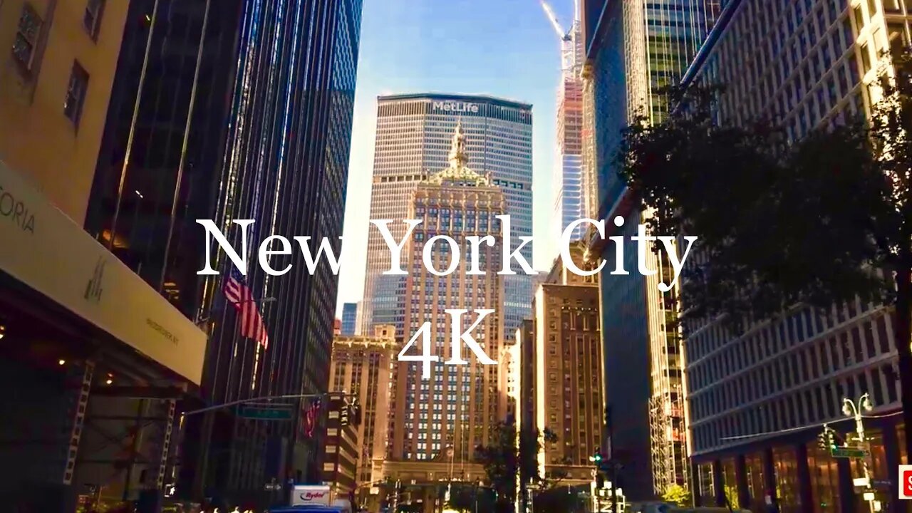 Driving New York City 4K Manhattan, Uptown, Midtown, Downtown - Aerial Landscapes Screensaver Part 1