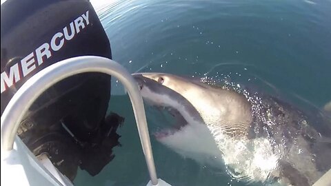 WHITE SHARK NEAR THE BOAT