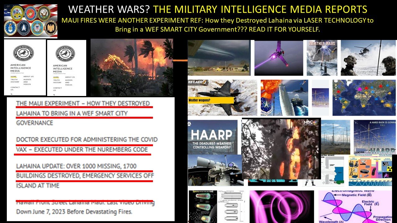 THE MILITARY INTELLIGENCE MEDIA REPORTS MAUI FIRES WERE ANOTHER EXPERIMENT- DIRECT ENERGY WEAPON.