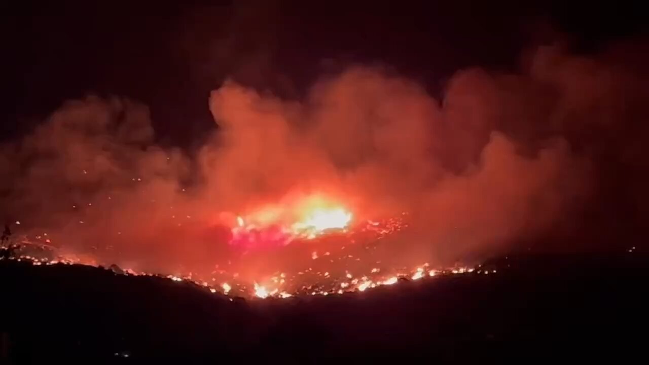 Forest fires near Athens continue to burn at night