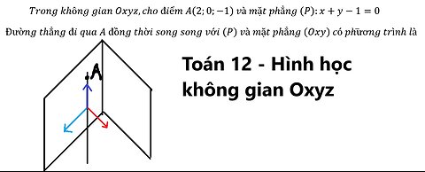 Toán 12: Trong không gian Oxyz,cho điểm A(2;0;-1) và mặt phẳng (P):x+y-1=0