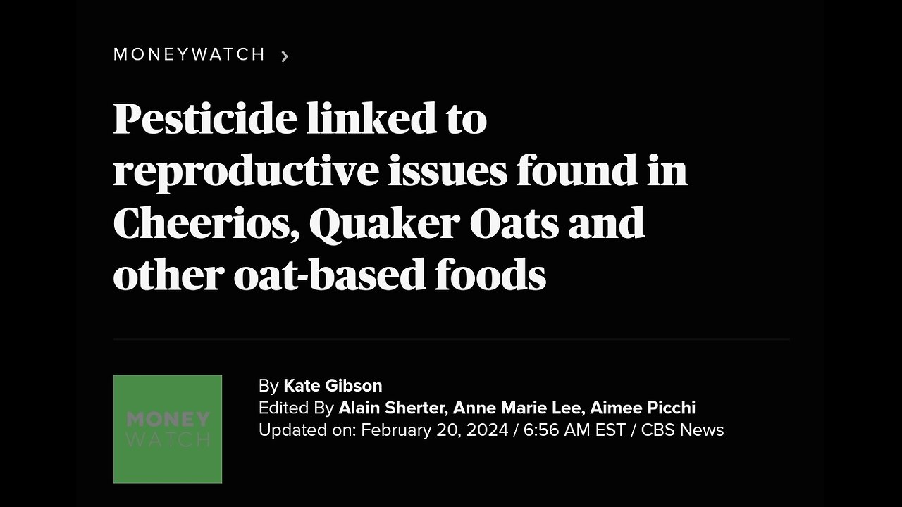 EPA & FDA are ok with you eating pesticide in your Cherrios!